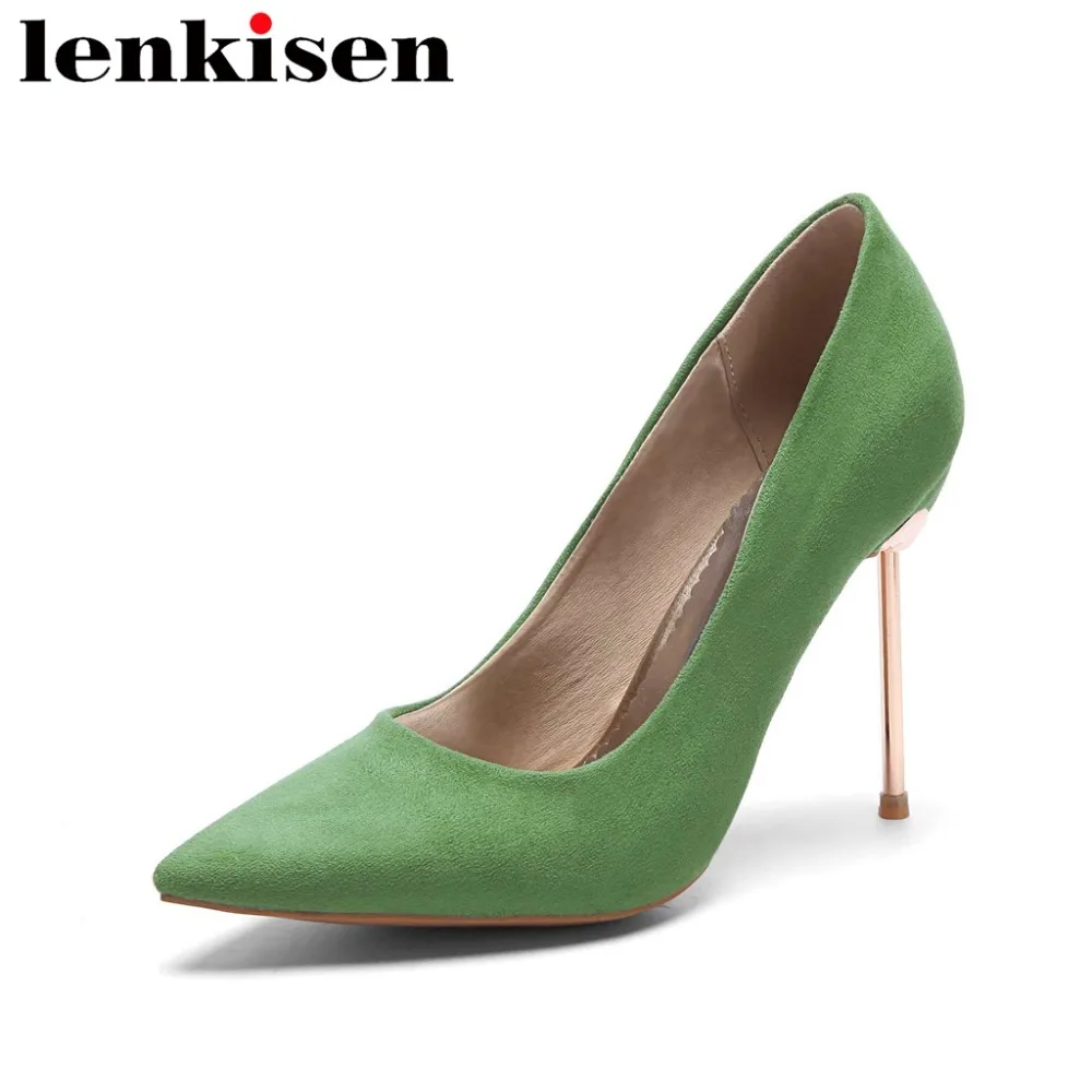 

Lenkisen pop solid pu pointed toe slip on thin super high heels hollywood movie stars elegant lady sexy women shallow pumps L31