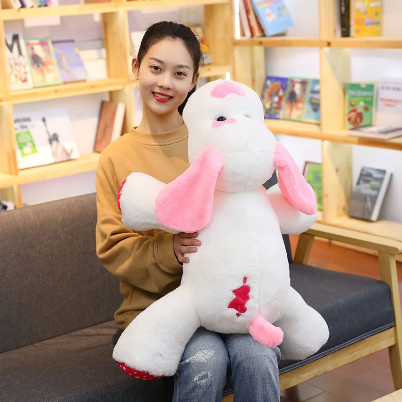 

100 Cm Soft Cupid Dog Plush Toy Plump Body Adorable Love Heart Dog Cushion Stuffed Doll Pillow For Kids Or Lover's Gift