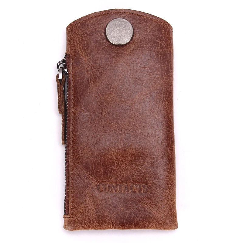 Vintage Genuine Leather Men Key Wallet Car Keychain Covers Zipper Key Case Bag Holder Housekeeper Keys Organizer key organizer,key case,key purse,key holder