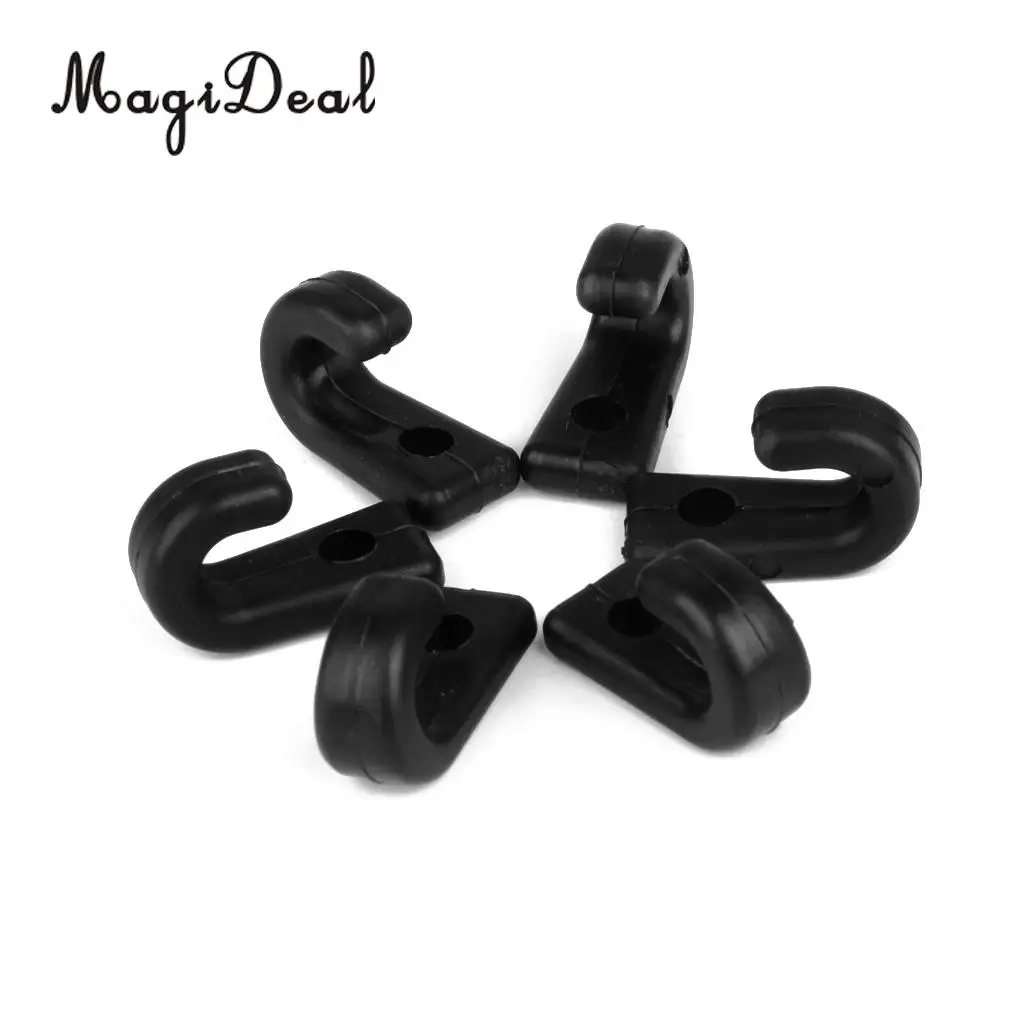 MagiDeal Hot Sale 6Pc Nylon Single Hole Lashing J-shaped Hook for Bungee Kayak Canoe Paddle Board Outfitting Rigging Replacement