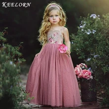 Keelorn/платья для девочек платье-пачка на бретельках без рукавов газовые Платья с цветочным рисунком для девочек, платье принцессы Одежда для девочек