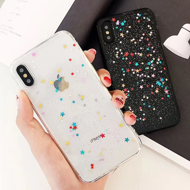 Цветные блестящие чехлы для телефонов с сердечками iphone XS Max X XR 6 6S 7 8 Plus мягкий