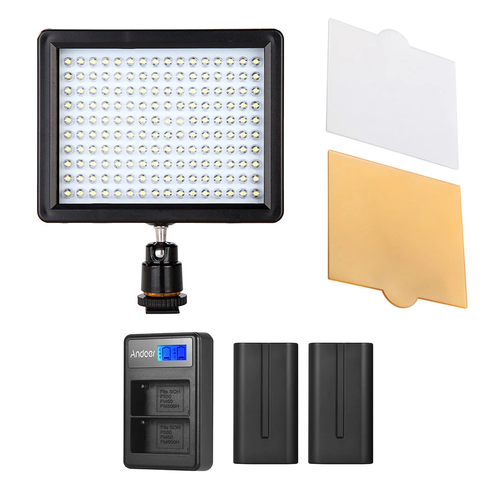 

Andoer W160 LED Video Light Camera Light for Canon Nikon Photo Studio Light Photography Lighting +2 Pcs Battery & Charger Kit