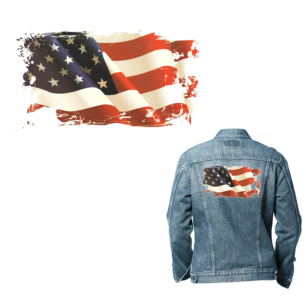 

XC Ironing on Cloth Patches American Flag Design Washable Heat Transfers Patch DIY Decoration Appliqued for Jeans Coat Totes