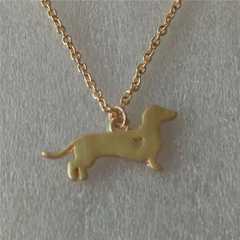 

D015_Dainty Dachshund Necklace Sausage Dog Memorial Gift Puppy Doggy Pet jewelry Delicate Women Animal Charm