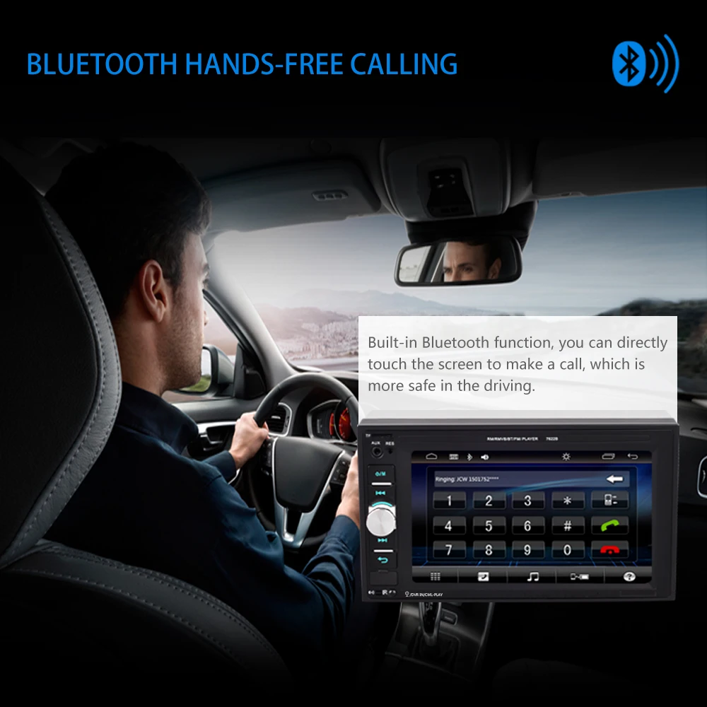Camecho 2din автомобильное радио Bluetooth Сенсорный экран AUX в USB TF MP5 плеер камера заднего