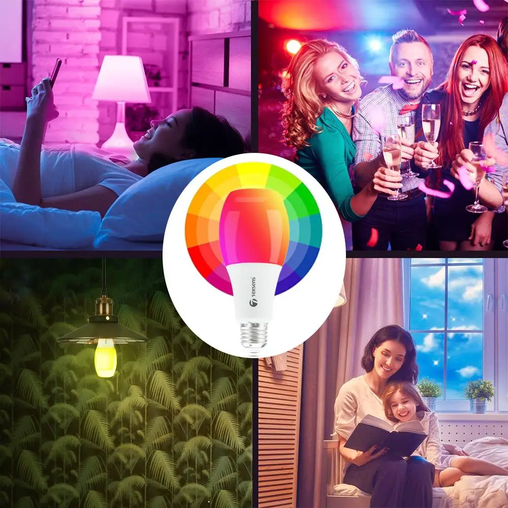 Texsens 7 Вт Светодиодный лампа дневного света интеллектуальная WiFi E27/E26 RGB