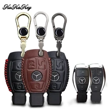 KUKAKEY 2&3 Button Leather Car Key Bag For Mercedes Benz W203 W210 W211 W124 W204 AMG C E S CLS CLK CLA SLK Key Fob Cover Case