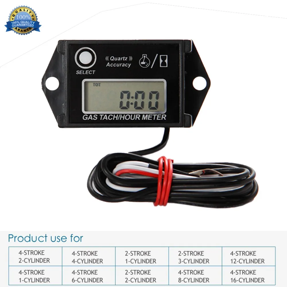 Digital Inductive Tach Hour Meter Tachometer for engine care motorcycle