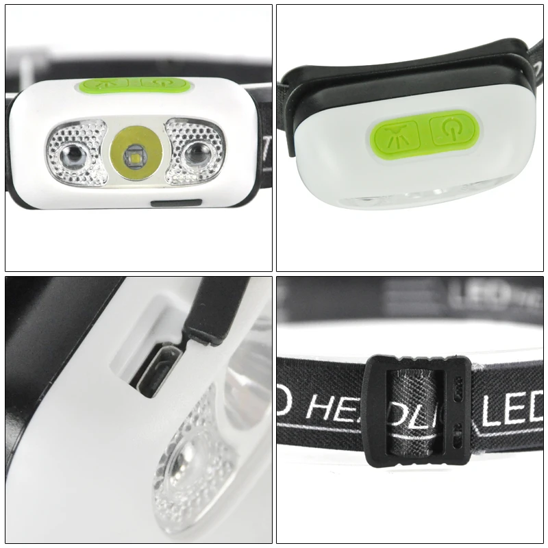Boruit Mini ir sensor headlight Induction usb rechargeable Headlamp Light cap lightweight Flashlight Head torch lamp for running (3)