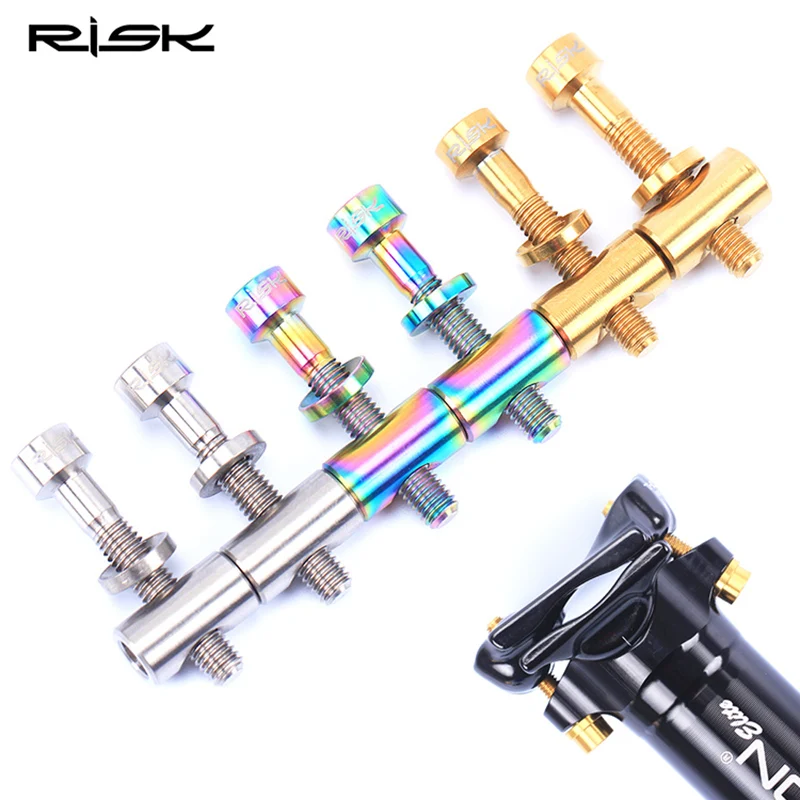 

RISK 2Pcs Bike Seat Post Fixed Bolts TC4 Titanium Alloy M5*30/40MM MTB Road Bicycle Seatpost Saddle Fixed Screws Rainbow Gold