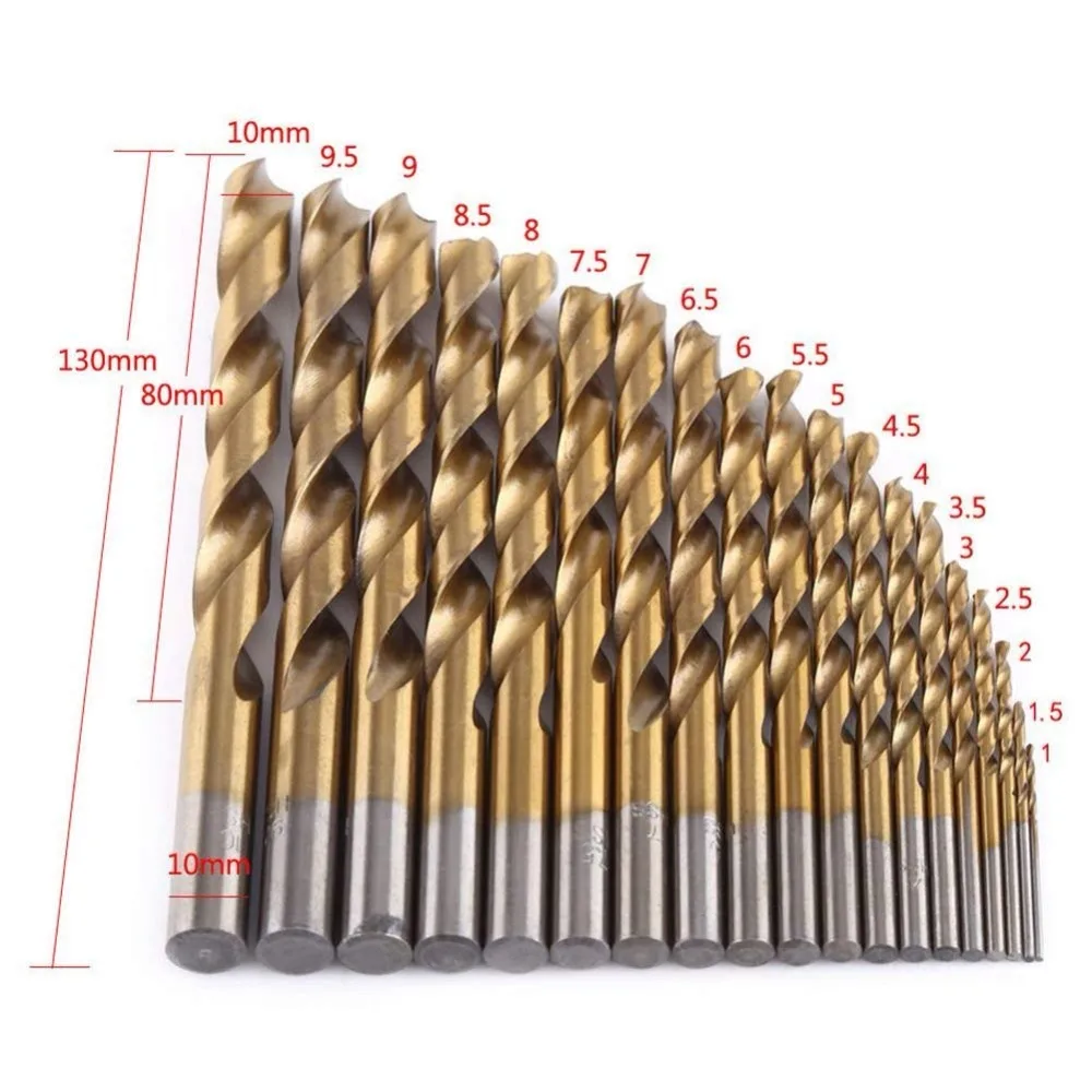 LIXF 19 шт. HSS углеродный сплав набор сверл 1 мм-10 мм качественные немецкие инструменты высокоскоростные стальные Сверла Набор инструментов
