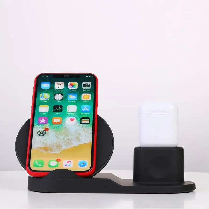 3в1 Беспроводная зарядная док станция для iPhone Airpods Apple Watch Samsung Galaxy S9 +/S9/S8/S7