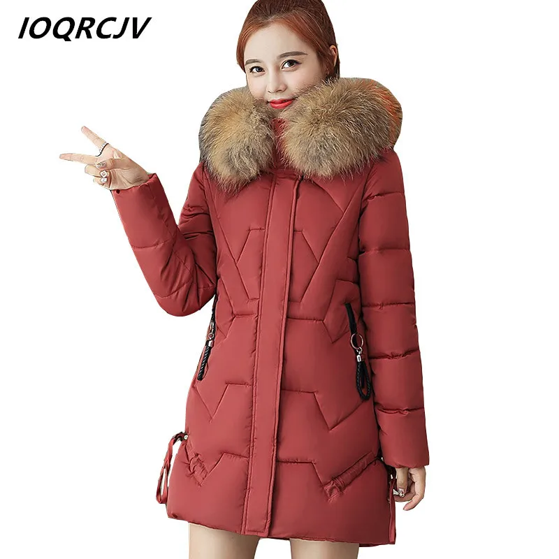#*Cheap Parkas Womens 2018 Winter Down Cotton Coats Long Fake Fur Collar Hooded Jackets Thicken Warm Female Overcoat Women Outwear S187