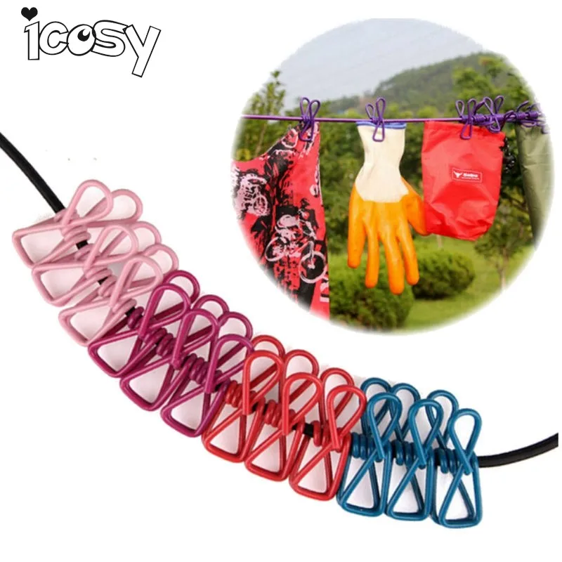 Outdoor Camping Portable Laundry Drying Supplies Windproof Retractable Clothesline Rope...