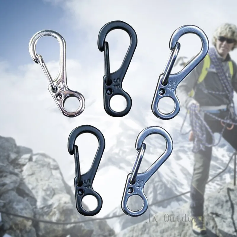 Aleaci/ón de aluminio en forma de D Hebilla Mosquet/ón Survial Llavero Carabina Gancho Clip Equipo de campamento EDC Paracord Hebillas-plata