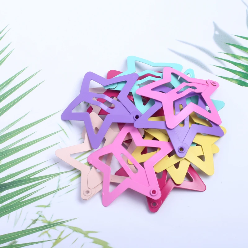 12pcs Snap Hair Clips for Baby Girls Children Hair Styling Tools Cute Star Clip Pins Hairdressing Hairpins Color Metal Barrettes