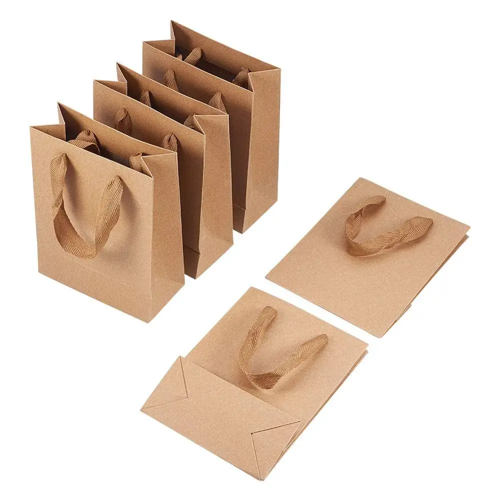 10pcs High Quality Kraft Paper Pouches Gift Bag with Nylon Thread Handle Fashionable Party Clothes Shoes Gift Shopping Bags big bows headband velvet girls thin nylon headband double layer infant spring hair accessories kids party hairbands traceless