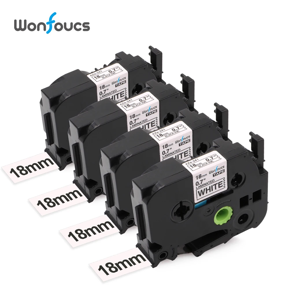 

4 Pack Compatible Black on White tz Tapes tze241 TZe 241 18mm Laminated Ribbons For Brother P-Touch Label Printer Typewriter