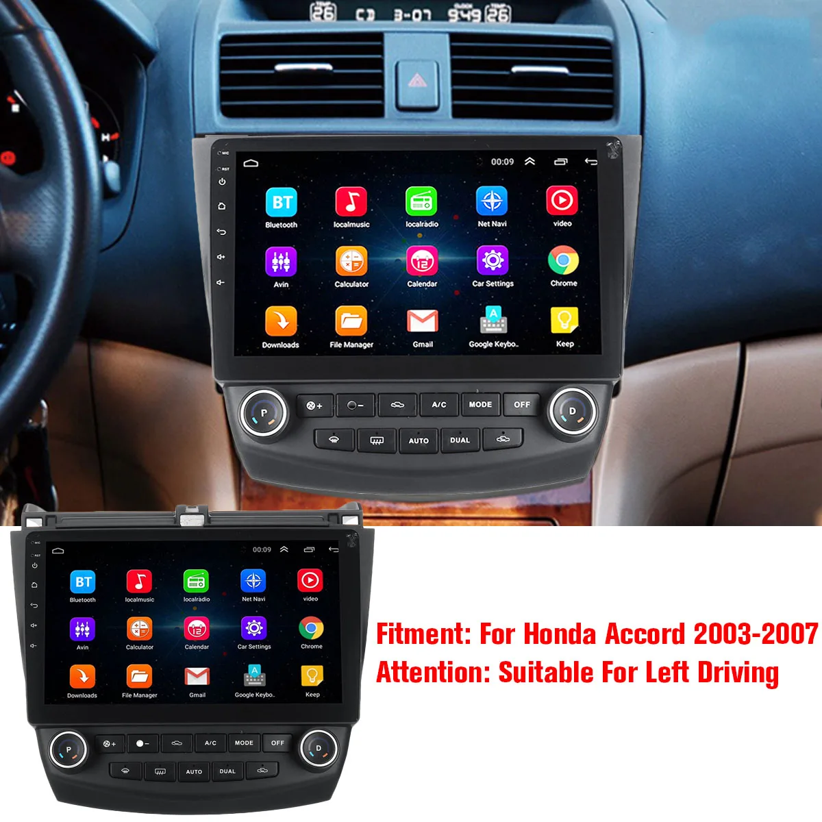 Best Car Radio Multimedia 10.1" Android 8.0 car dvd audio stereo player Navigation for Honda Accords 7 2003-2007 wifi GPS RDS 3