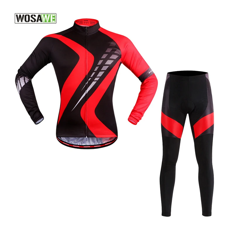 

WOSAWE Professional Cycling Set Jacket Set Long Sleeve Bike Bicycle Jacket Polyester 4D Gel Maxcool Bike Cycling Pants