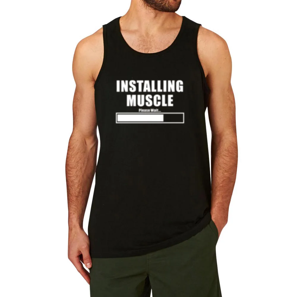 

Mens Installing muscle Please Wait Workout Fitness Tank Tops men