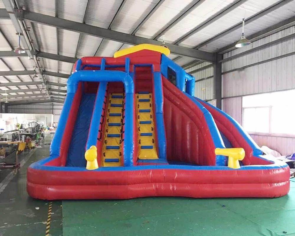 OUTDOOR LARGE WATER INFLATABLE SLIDES, CASTLES, JUMPING BEDS, SWIMMING POOLS SUPPLY PVC CLIP MESH MATERIAL TO MAKE FREE BLOWER