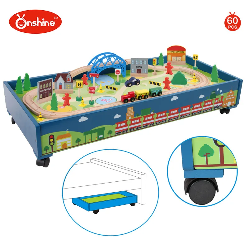 ONSHINE 60pcs/set Diecasts Toy Vehicles with Pulley Toys train Toy Cars