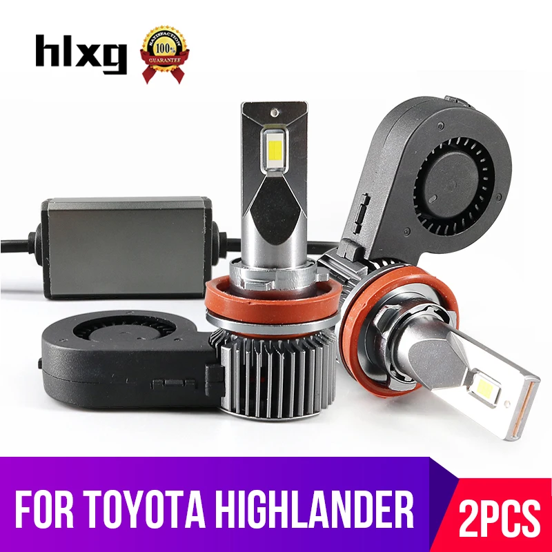 HLXG 2PCS For Car Toyota highlander Adapter Base H11 LED Fog Lights A9 12000LM 40W 6000K Super