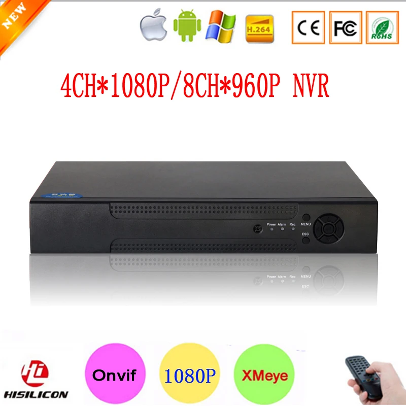  Hi3520D Sensor Xmeye P2P Metal Case 4CH 1080P Surveillance Video Recorder HD Digital 8 Channel 8CH 960P Onvif NVR Free Shipping 