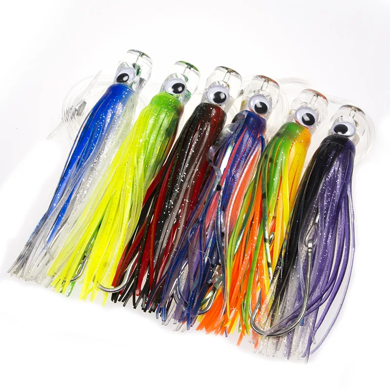 6pcs/Set 17cm Soft Plastic Fishing Lures Octopus Trolling Squid Skirt