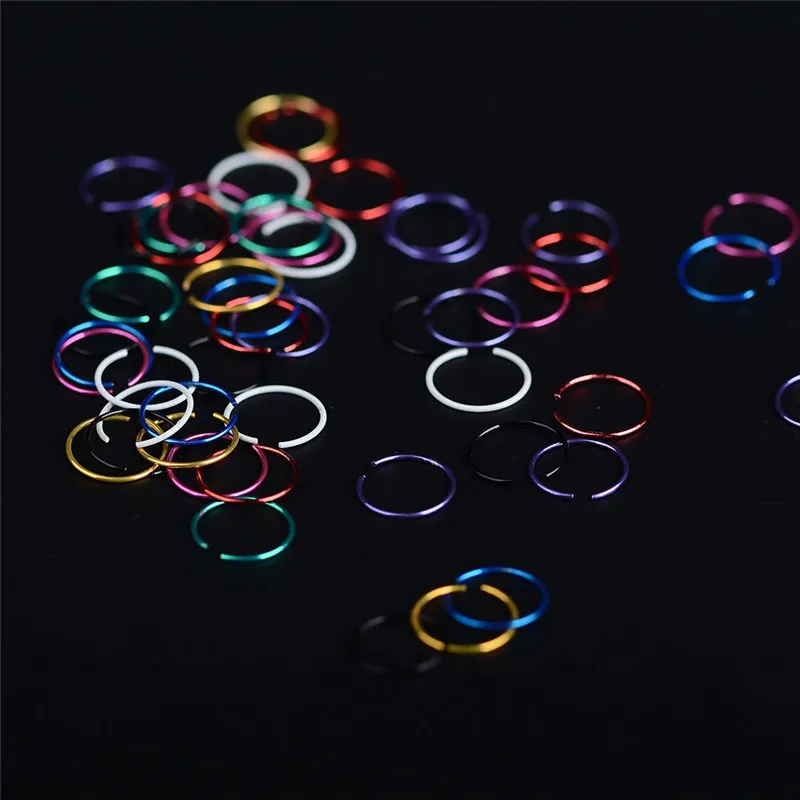 20 шт./лот, разноцветное кольцо из нержавеющей стали с открытым носом для женщин, пирсинг, шпильки, ювелирные изделия - Окраска металла: A