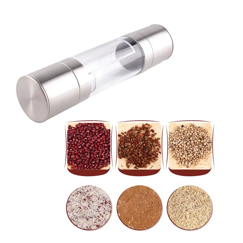 Stainless Steel Silver Sea Salt And Pepper Grinder Mill Mills Grinding Kitchen Mills Powder Press Muller
