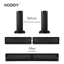 XGODY E6000 TWS Powerful Bluetooth Speaker with Mic Sound Bar Subwoofer for TV Handsfree 3.5mm Aux-in TF Card Amplifier Player