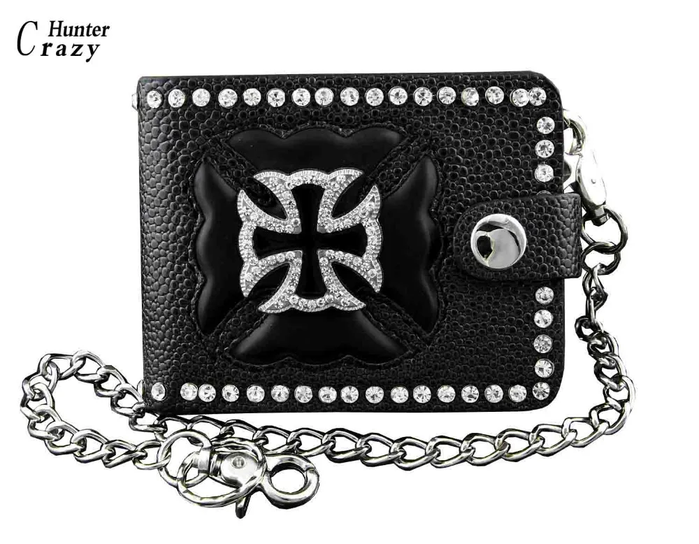 Cool Mens Boys Bifold Leather Wallet with Chain Punk Rocker Purse-in Wallets from Luggage & Bags ...