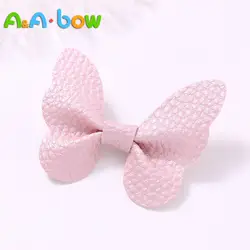 1 шт. 7 цветов Babys кожа шпильки в форме бабочки Твердые Kawaii PU волос лук зажимы для волос принцесса головные уборы аксессуары для волос