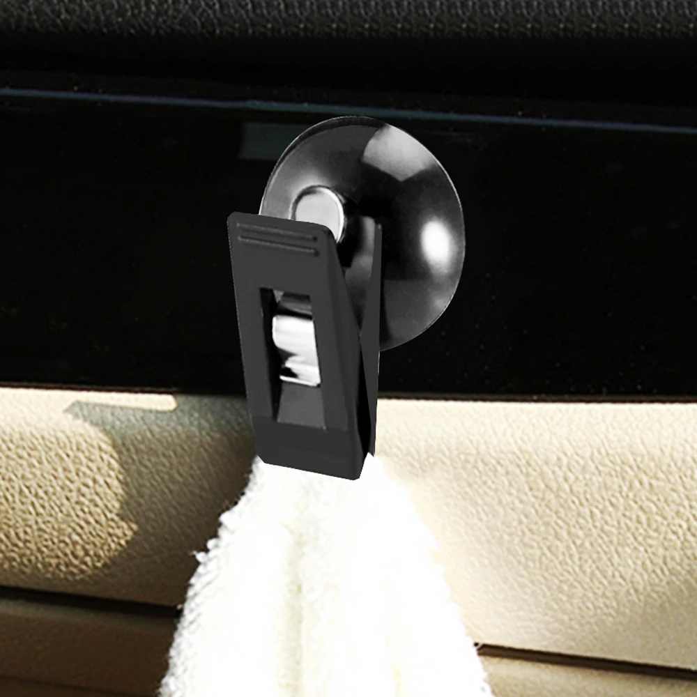 

2pcs Car Interior Window Mount Black Suction Cap Clip Plastic Sucker Removable Holder For Sunshade Curtain Towel Ticket