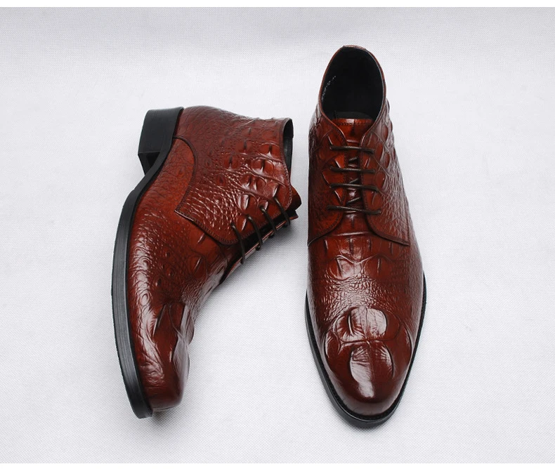 Большие размеры 38-48, Крокодиловая Кожа, черный/коричневый цвет, формальная Свадебная обувь мужские Ботильоны из натуральной кожи, Мужская Рабочая обувь, деловые