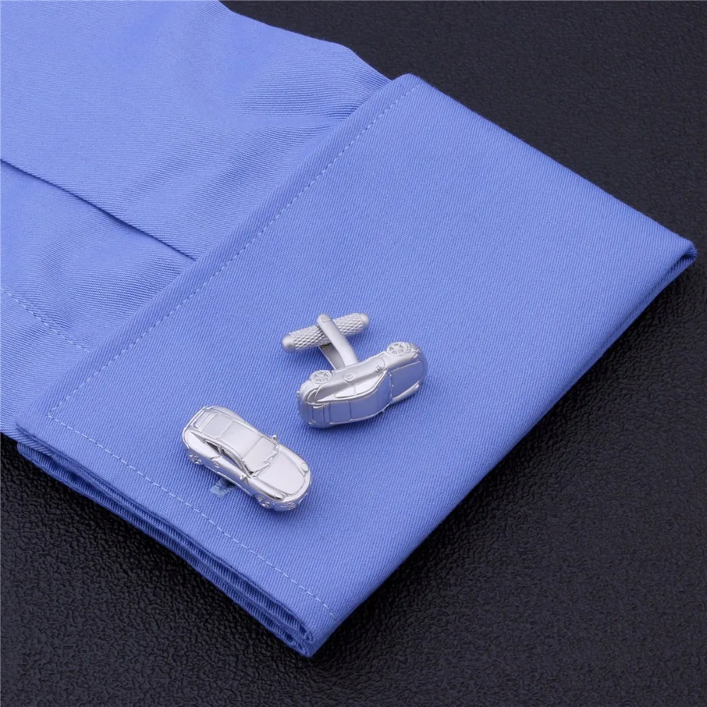 

HAWSON Interesting Car Cufflinks High Quality Men Matte Cufflinks Silver Color Personalized