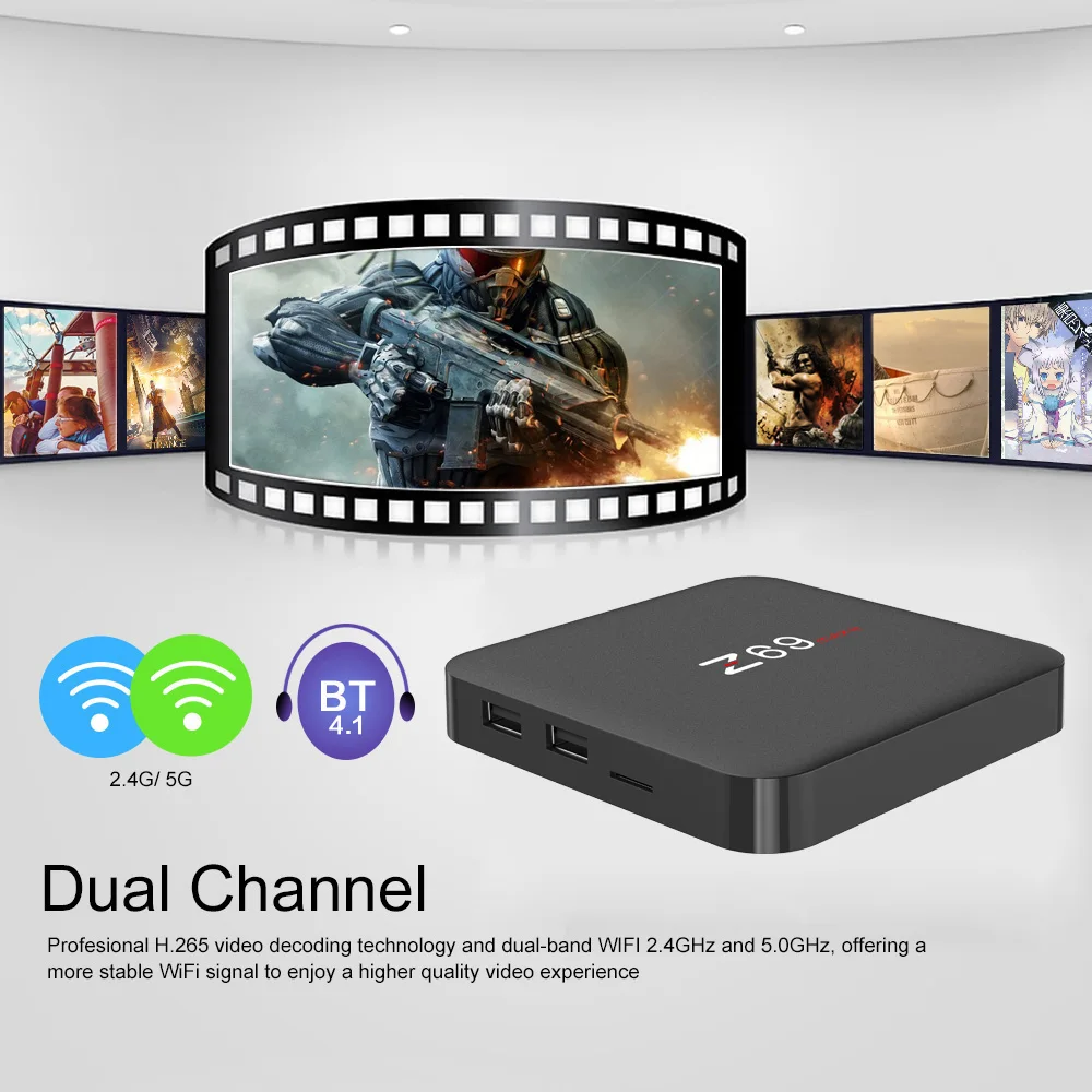 Приставка Смарт ТВ Z69 MAXII Android Восьмиядерный процессор Amlogic S912 4K HDR 3 Гб/32 ГБ 2 4G и 5G Wi