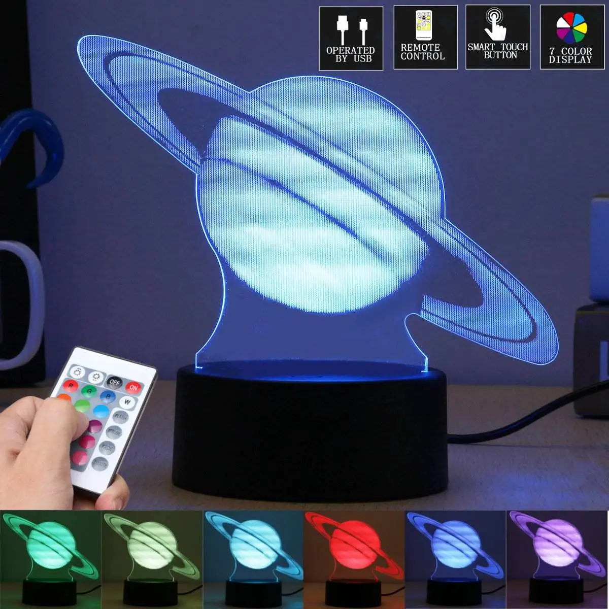

Colorful 3D Visual Planet Jupiter LED Table Lamp Calming Night Light Remote Controller Christmas Party Gift Home Decor