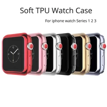 Para Apple Watch 3 carcasa Serie 3 1 2 38mm 42mm plateado suave TPU acrílico plástico cajas Rosa oro rojo Negro Plata