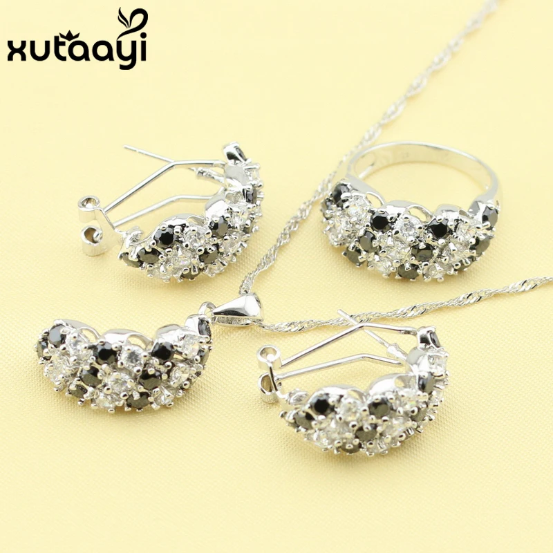 Комплект из колье серёг и браслета с фианитом|earrings bracelet|silver jewelry setfashion set |