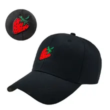 Милая бейсболка с вышивкой фруктов и клубники, регулируемая черная бейсболка s, спортивные бейсболки, козырек, шляпа для женщин, девочек, новинка