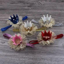 Retail 5colors Newborn Mini Felt Crown+Glitter Elastic Headband For Girls Hair Accessories Handmade Luxe Kids Headbands