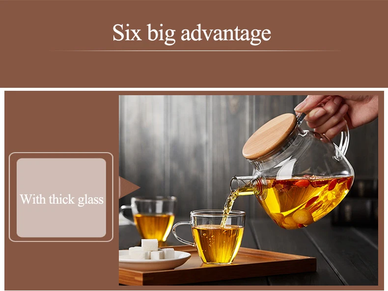 Высокое качество, стеклянный чайник для чая, чайник со свистком, нержавеющая сталь, заварочный, Бамбуковая крышка, чай, вечерние, пуэр, чайник, контейнер