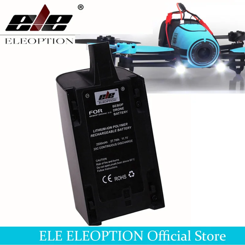 

ELEOPTION 2500mAh Battery For Parrot Bebop Drone3.0 2.5Ah 11.1VPowerful Li-Polymer Battery For Parrot Bebop Drone3.0 Quadcopter