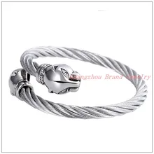 Стиль для мужчин и женщин леопардовая головная повязка браслет 316L из нержавеющей стали серебряный провод кабель цепь тон ювелирные изделия модный Рождественский подарок