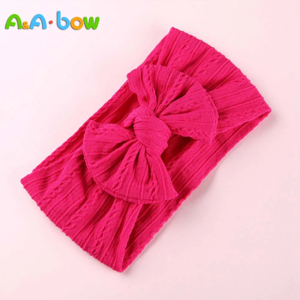 1pcs Cable Knit Nylon Bow Headwrap, One size fits all nylon headbands, wide nylon headbands, baby headbands, Knot bow headwear - Color: 5