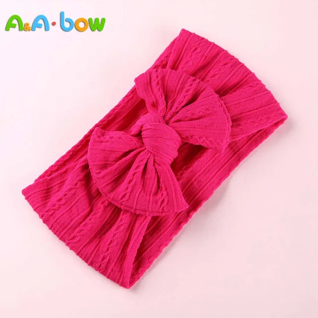 1pcs Cable Knit Nylon Bow Headwrap, One size fits all nylon headbands, wide nylon headbands, baby headbands, Knot bow headwear A2NSNSFB-9592-5